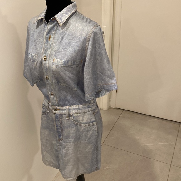 RAG & BONE Silky Light Blue Denim Look Mini Dress with short sleeves Size Medium - Picture 15 of 17